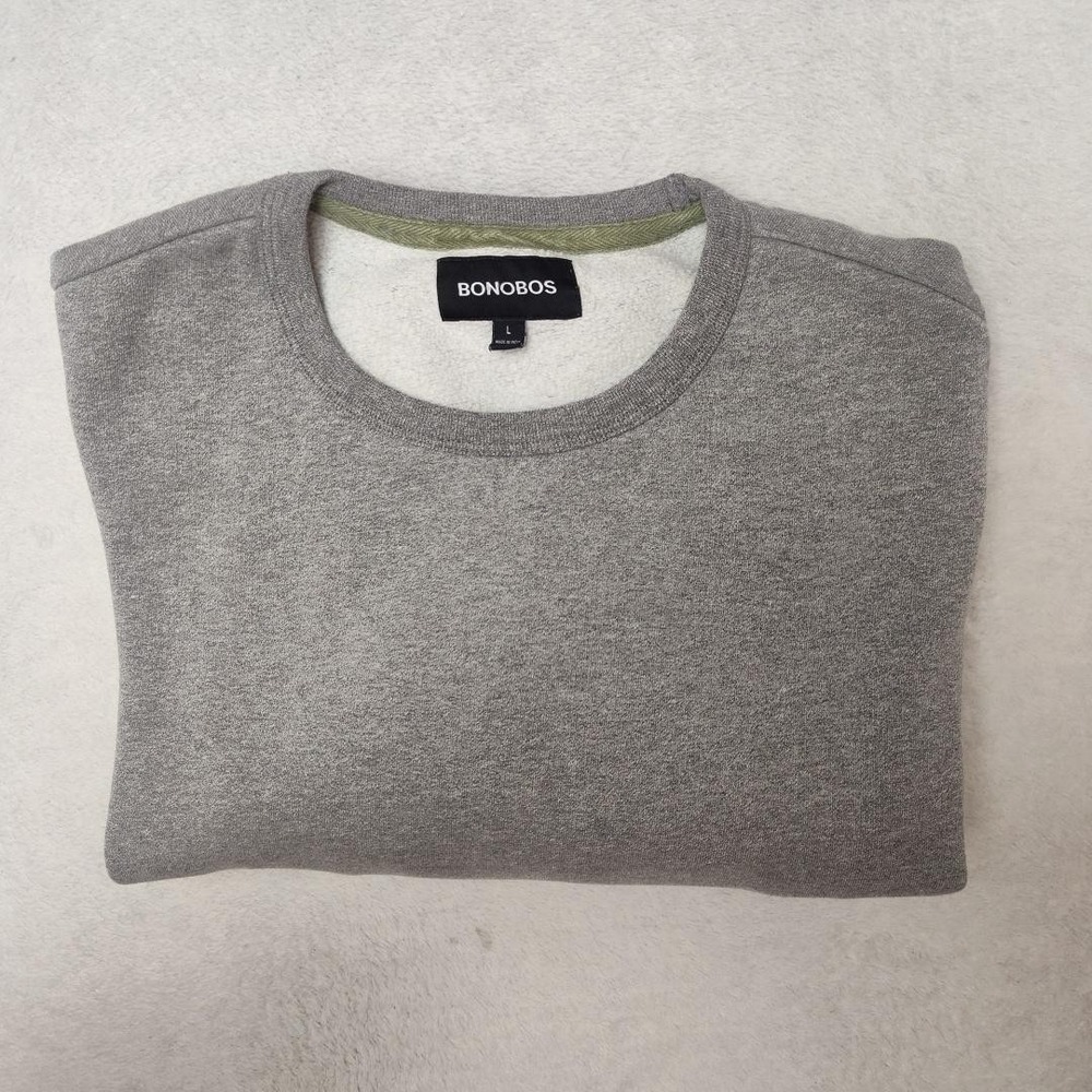 Bonobos Sweatshirt Men L Gray Pullover Heavyweight Fleece Embroidered Logo